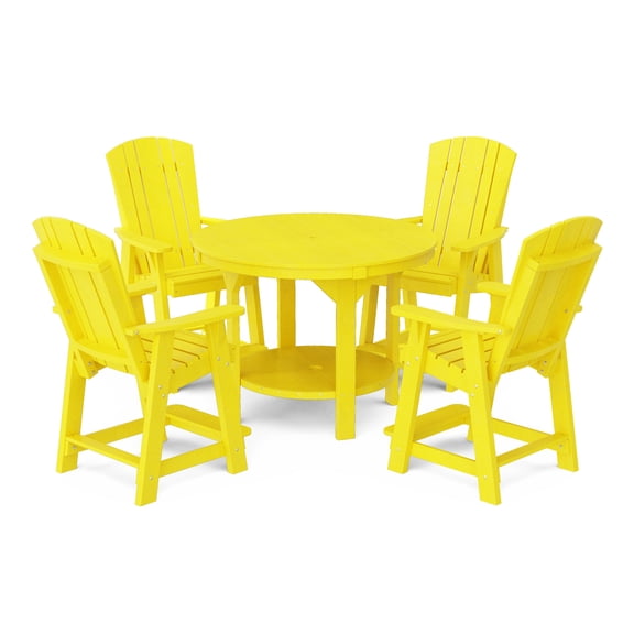 Wildridge Heritage 5-Piece 48" Pub Counter Set, Lemon Yellow - Outdoor Weather Resistant Recycled Plastic Furniture for Patio