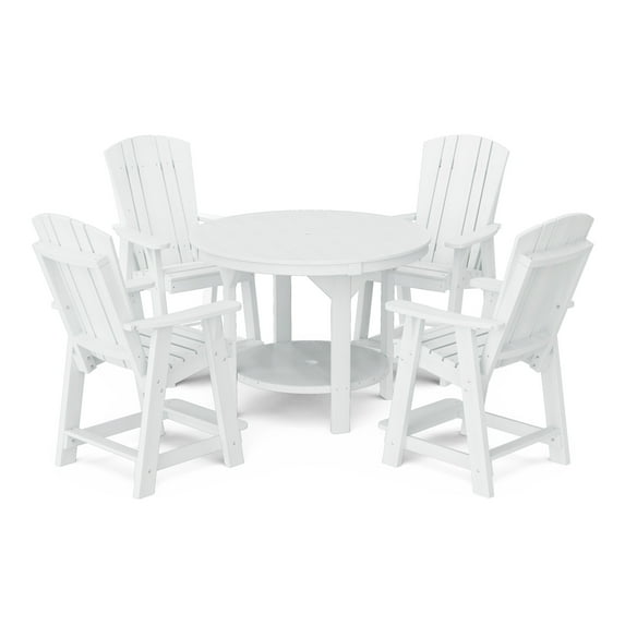 Wildridge Heritage 5-Piece 48" Pub Counter Set, White - Outdoor Weather Resistant Recycled Plastic Furniture for Patio