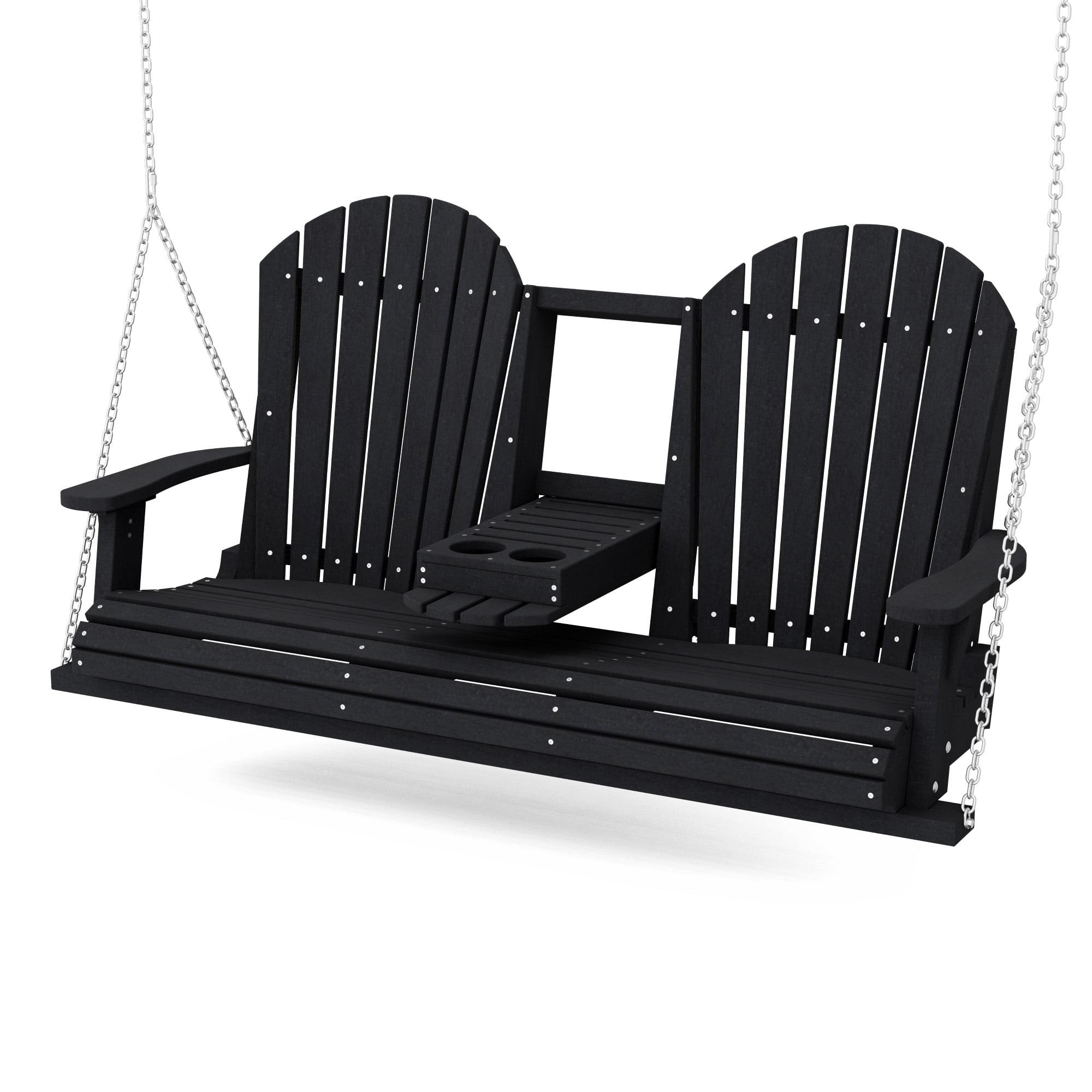 Wildridge Heritage 5' Porch Swing with Console, Black - Outdoor Weather