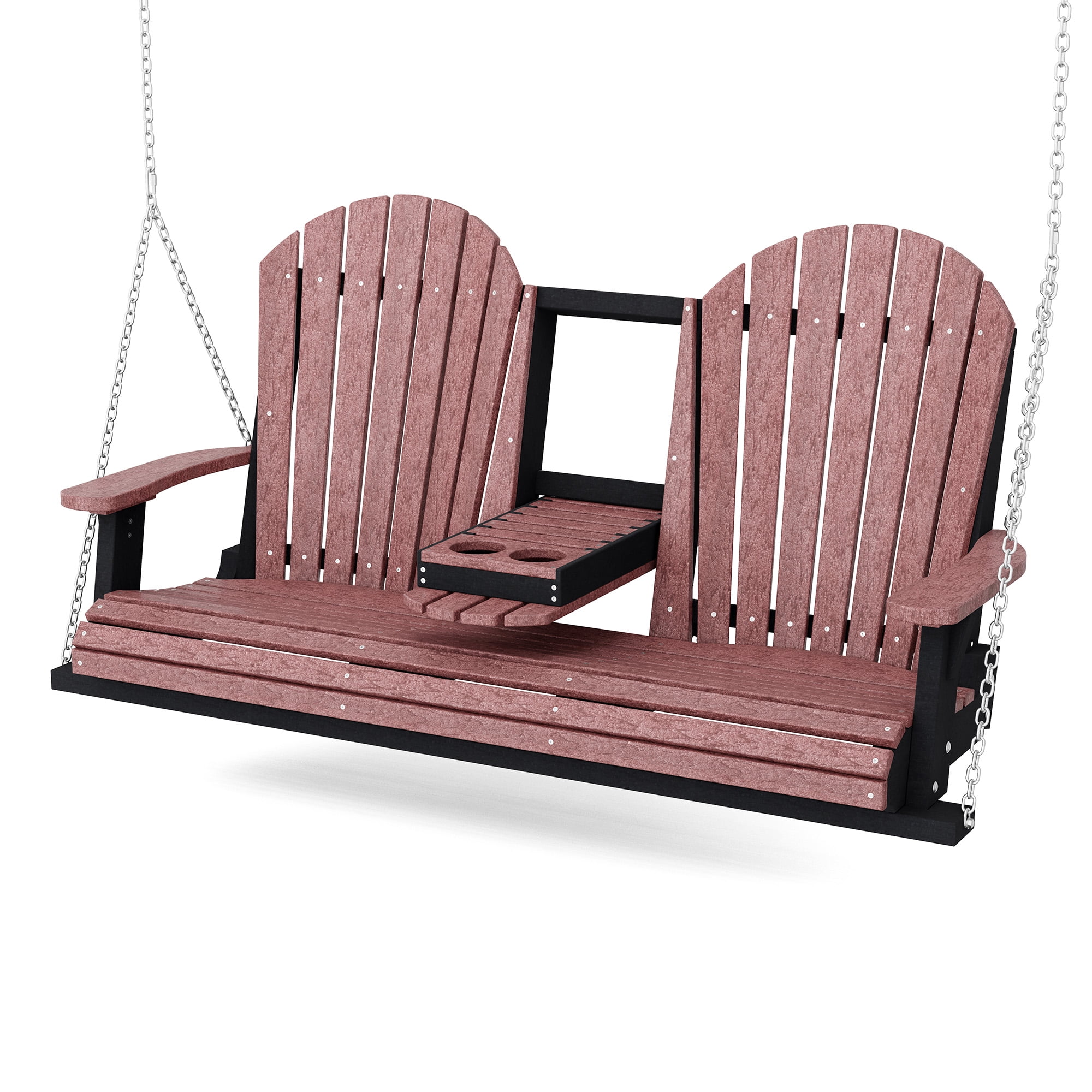 Wildridge Heritage 5' Porch Swing with Console, Cherrywood and Black