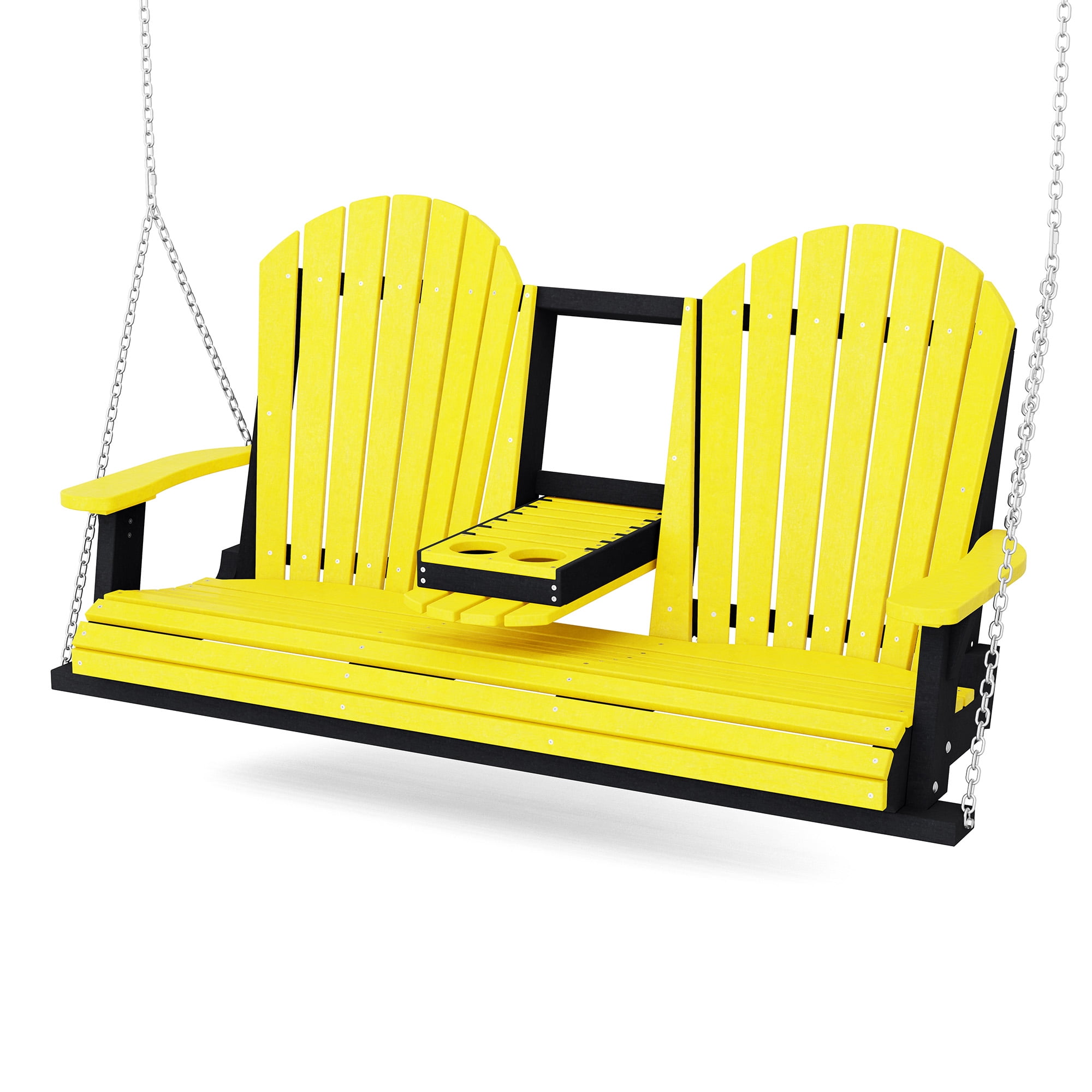 Wildridge Heritage 5' Porch Swing with Console, Lemon Yellow and Black