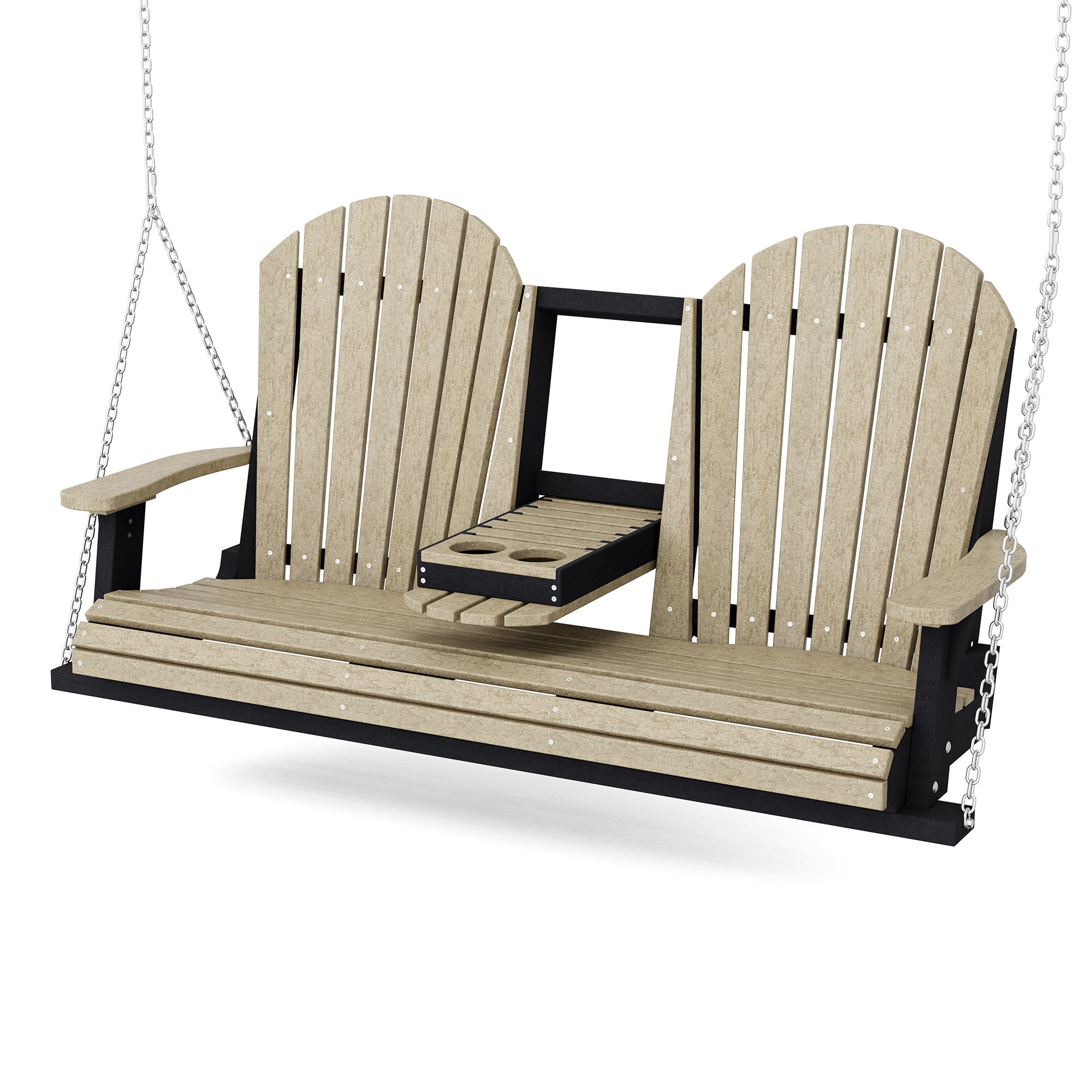 Wildridge Heritage 5' Porch Swing with Console, Weathered Wood and