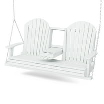 Wildridge Heritage 5' Porch Swing with Console, White - Outdoor Weather Resistant Recycled Plastic Furniture for Patio