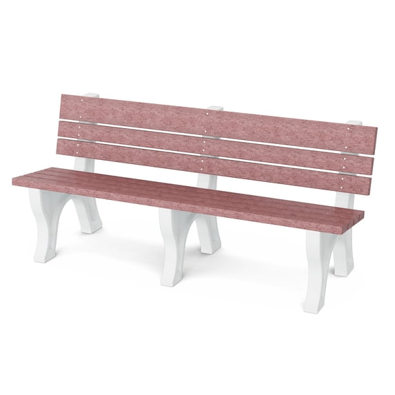 Wildridge Heritage 6' Park Bench, Cherrywood and White - Outdoor All-Weather HDPE Furniture
