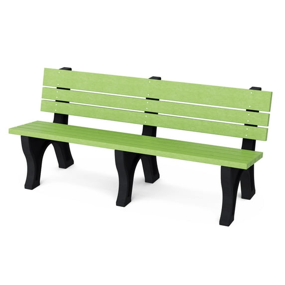 Wildridge Heritage 6' Park Bench, Lime Green and Black - Outdoor All-Weather HDPE Furniture