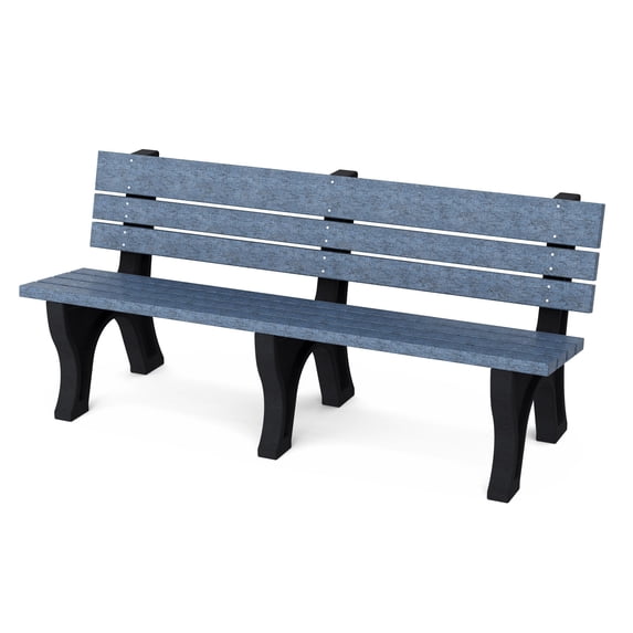 Wildridge Heritage 6' Park Bench, Patriot Blue and Black - Outdoor All-Weather HDPE Furniture