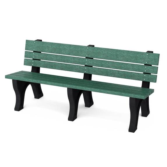 Wildridge Heritage 6' Park Bench, Turf Green and Black - Outdoor All-Weather HDPE Furniture