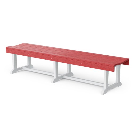 Wildridge Heritage 68" Patio Bench, Cardinal Red and White - Outdoor All-Weather HDPE Furniture