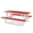 thumbnail image 1 of Wildridge Heritage 72 in. Picnic Table with Attached Benches, Cardinal Red and White - Outdoor Weather Resistant HDPE Picnic Table for Patio, Porch, Deck, Lawn, 1 of 2