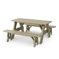 thumbnail image 1 of Wildridge Heritage 72 in. Picnic Table with Detached Benches, Weathered Wood - Outdoor Weather Resistant HDPE Picnic Table for Patio, Porch, Deck, Lawn, 1 of 4