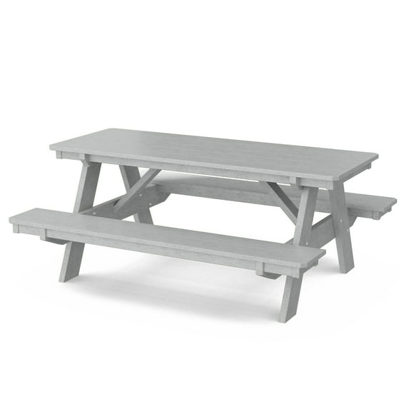 Wildridge Heritage 72 in. Picnic Table with Attached Benches, Light Gray - Outdoor Weather Resistant HDPE Picnic Table for Patio, Porch, Deck, Lawn