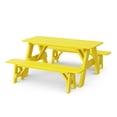 thumbnail image 1 of Wildridge Heritage 72 in. Picnic Table with Detached Benches, Lemon Yellow - Outdoor Weather Resistant HDPE Picnic Table for Patio, Porch, Deck, Lawn, 1 of 4