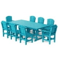 thumbnail image 1 of Wildridge Heritage 9-Piece 44"x94" Dining Set, Aruba Blue - Outdoor Weather Resistant Recycled Plastic Furniture for Patio, 1 of 8