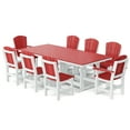 thumbnail image 1 of Wildridge Heritage 9-Piece 44"x94" Dining Set, Cardinal Red and White - Outdoor Weather Resistant Recycled Plastic Furniture for Patio, 1 of 5
