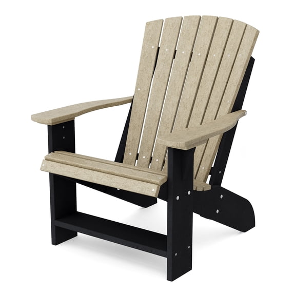 Wildridge Heritage Adirondack Chair, Weathered Wood and Black - Outdoor All-Weather Poly Furniture for Patio, Deck, Yard