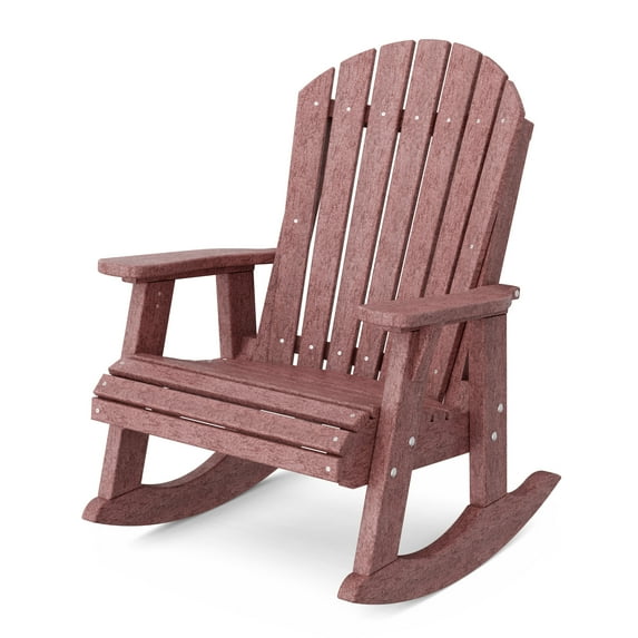 Wildridge Heritage Adirondack Rocking Chair, Cherrywood - Outdoor Weather Resistant HDPE Rocking Chair for Patio, Deck, Fire Pit