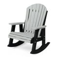 thumbnail image 1 of Wildridge Heritage Adirondack Rocking Chair, Light Gray and Black - Outdoor Weather Resistant HDPE Rocking Chair for Patio, Deck, Fire Pit, 1 of 1