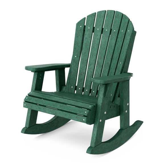 Wildridge Heritage Adirondack Rocking Chair, Turf Green - Outdoor Weather Resistant HDPE Rocking Chair for Patio, Deck, Fire Pit