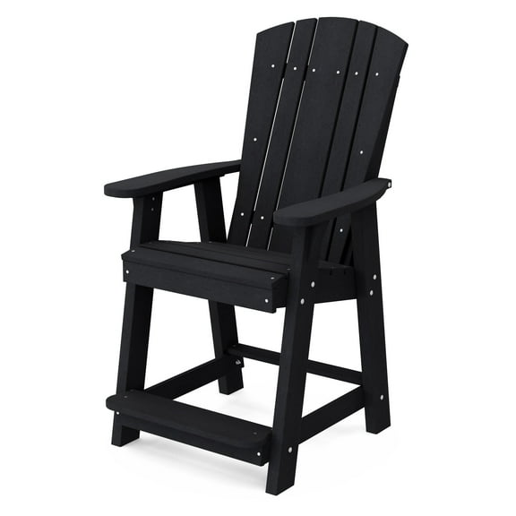 Wildridge Heritage Balcony Counter Chair, Black - Outdoor Weather Resistant Recycled Plastic Furniture for Patio