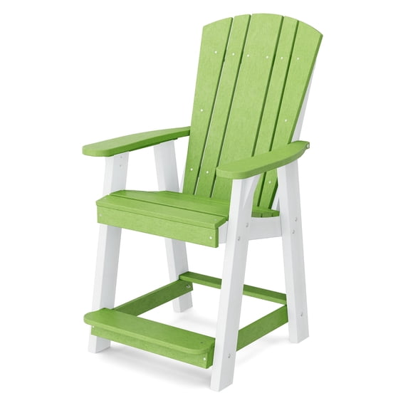 Wildridge Heritage Balcony Counter Chair, Lime Green and White - Outdoor Weather Resistant Recycled Plastic Furniture for Patio