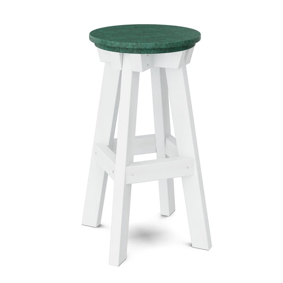 Wildridge Heritage Barstool, Turf Green and White - Outdoor Weather Resistant Recycled Plastic Furniture for Patio