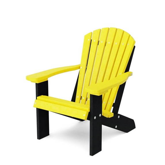 Wildridge Heritage Child's Adirondack Chair, Lemon Yellow and Black - Outdoor All-Weather Poly Furniture for Patio, Deck, Yard