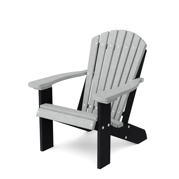 Wildridge Heritage Child's Adirondack Chair, Light Gray and Black - Outdoor All-Weather Poly Furniture for Patio, Deck, Yard