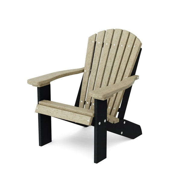 Wildridge Heritage Child's Adirondack Chair, Weathered Wood and Black - Outdoor All-Weather Poly Furniture for Patio, Deck, Yard
