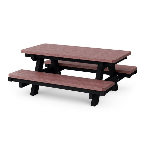 Wildridge Heritage Child's Picnic Table, Cherrywood and Black - Outdoor Weather Resistant HDPE Picnic Table for Patio, Porch, Deck, Lawn