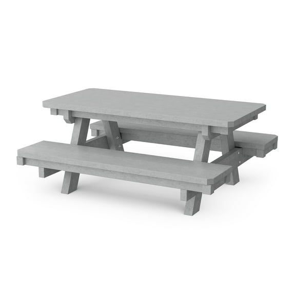 Wildridge Heritage Child's Picnic Table, Light Gray - Outdoor Weather Resistant HDPE Picnic Table for Patio, Porch, Deck, Lawn