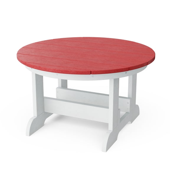 Wildridge Heritage Conversation Table, Cardinal Red and White - Outdoor Weather Resistant Recycled Plastic Furniture for Patio