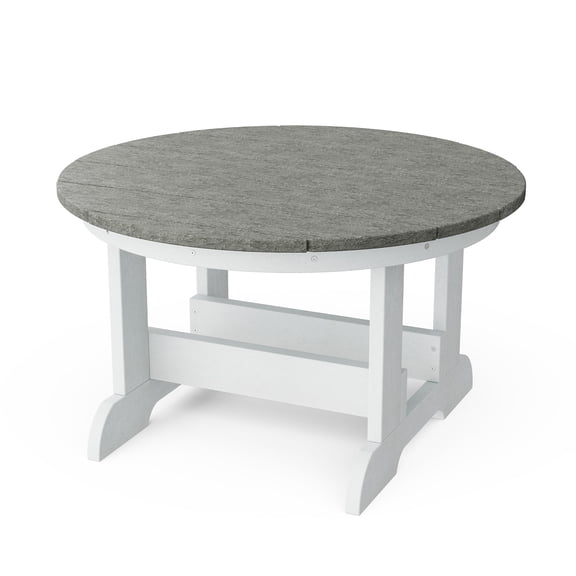 Wildridge Heritage Conversation Table, Dark Gray and White - Outdoor Weather Resistant Recycled Plastic Furniture for Patio