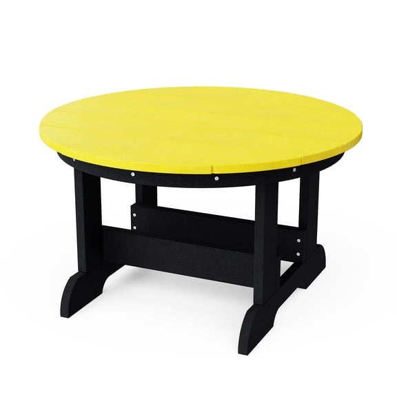 Wildridge Heritage Conversation Table, Lemon Yellow and Black - Outdoor Weather Resistant Recycled Plastic Furniture for Patio