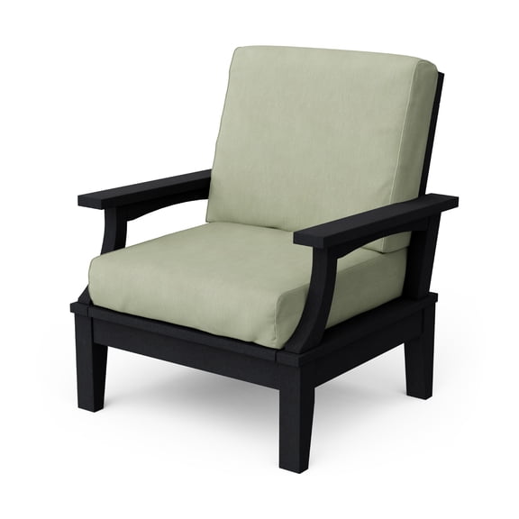 Wildridge Heritage Deep Seating Chair, Black with Canvas Seasalt Cushions, Weather Resistant HDPE Patio Furniture