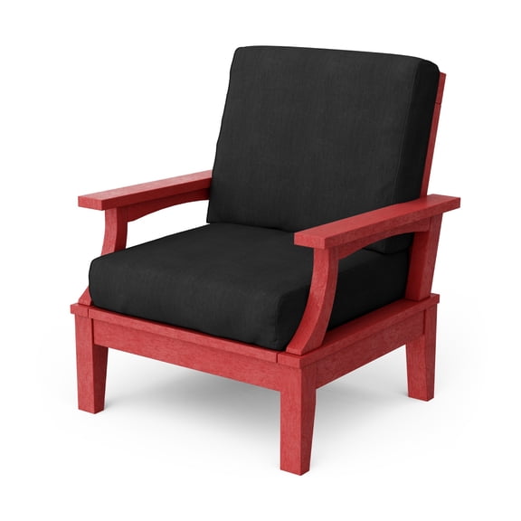 Wildridge Heritage Deep Seating Chair, Cardinal Red with Canvas Black Cushions, Weather Resistant HDPE Patio Furniture