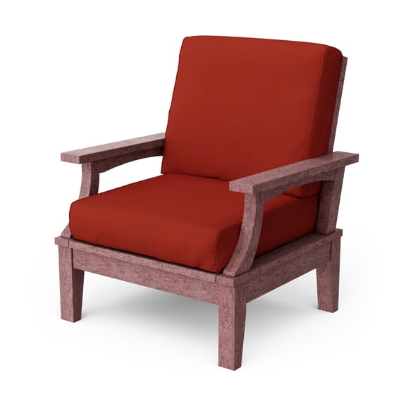 Wildridge Heritage Deep Seating Chair, Cherrywood with Canvas Terracotta Cushions, Weather Resistant HDPE Patio Furniture