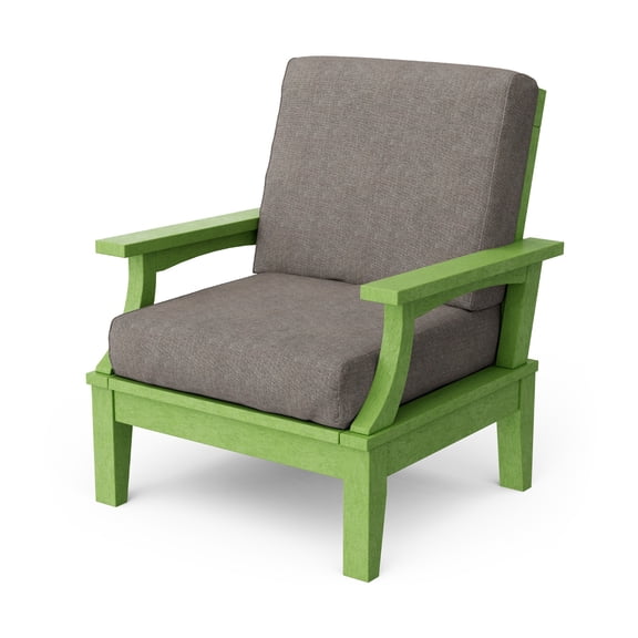 Wildridge Heritage Deep Seating Chair, Lime Green with Bliss Smoke Cushions, Weather Resistant HDPE Patio Furniture