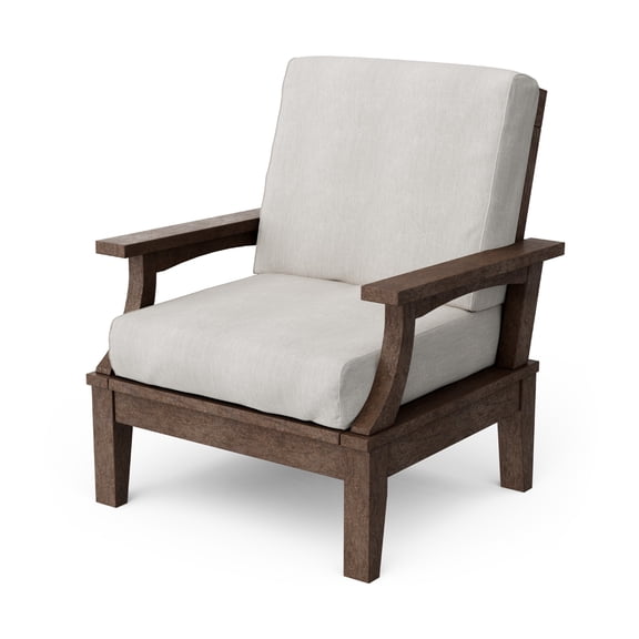 Wildridge Heritage Deep Seating Chair, Tudor Brown with Cast Silver Cushions, Weather Resistant HDPE Patio Furniture