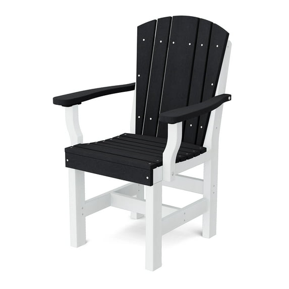 Wildridge Heritage Dining Arm Chair, Black and White - Outdoor Weather Resistant Recycled Plastic Furniture for Patio