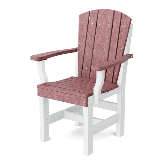 Wildridge Heritage Dining Arm Chair, Cherrywood and White - Outdoor Weather Resistant Recycled Plastic Furniture for Patio