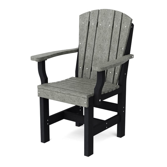 Wildridge Heritage Dining Arm Chair, Dark Gray and Black - Outdoor Weather Resistant Recycled Plastic Furniture for Patio