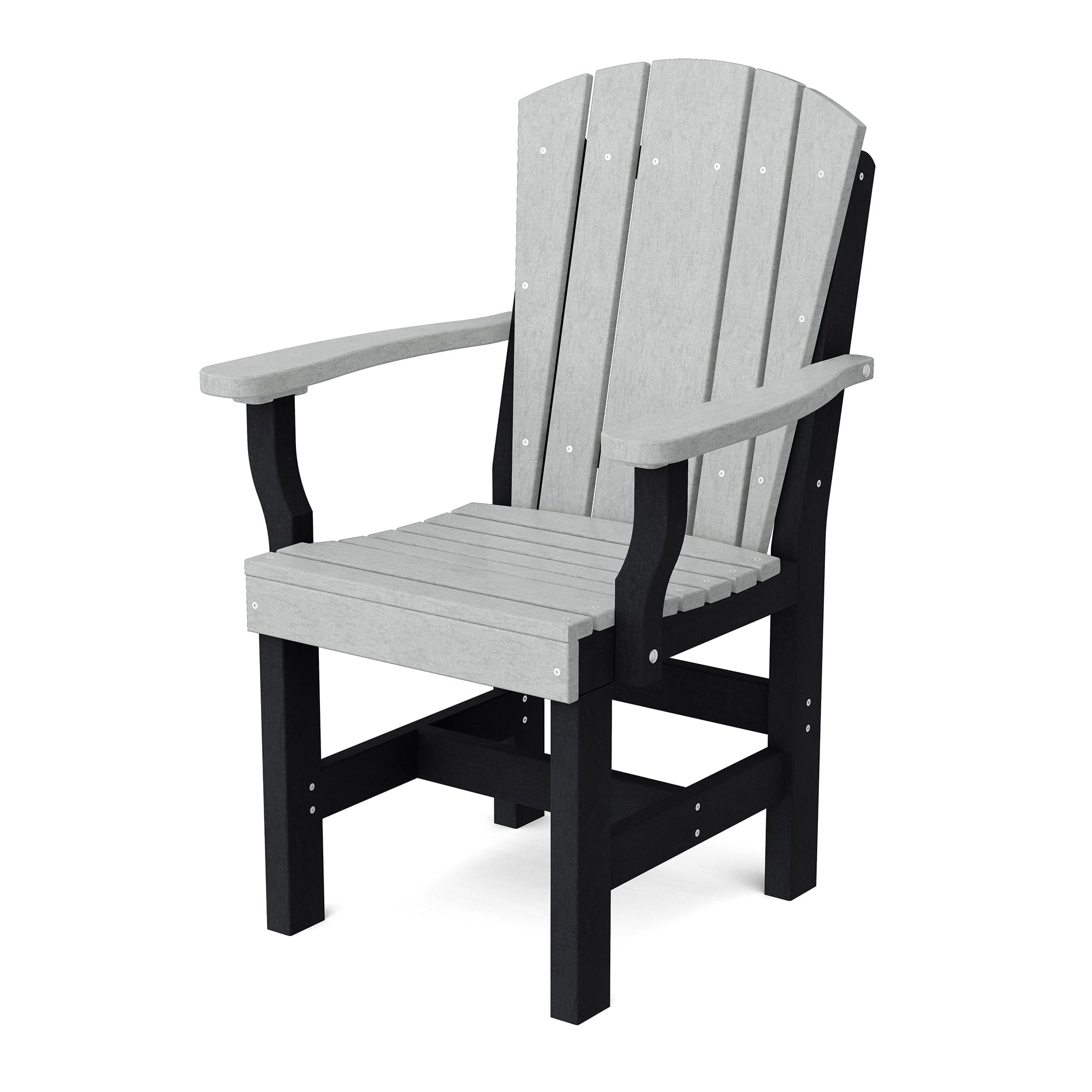 Wildridge Heritage Dining Arm Chair, Light Gray and Black - Outdoor Weather Resistant Recycled Plastic Furniture for Patio