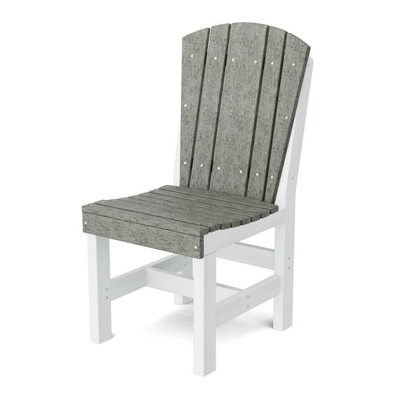 Wildridge Heritage Dining Side Chair, Dark Gray and White - Outdoor Weather Resistant Recycled Plastic Furniture for Patio