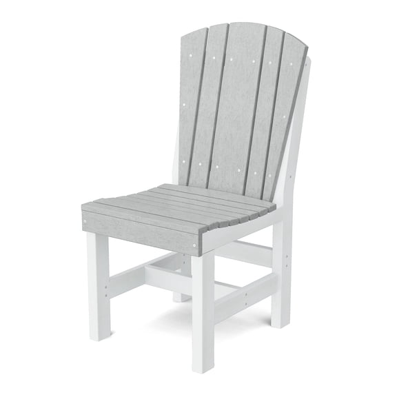 Wildridge Heritage Dining Side Chair, Light Gray and White - Outdoor Weather Resistant Recycled Plastic Furniture for Patio