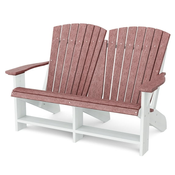 Wildridge Heritage Double Adirondack, Cherrywood and White - All-Weather Recycled Plastic Furniture for Patio, Deck, Lawn