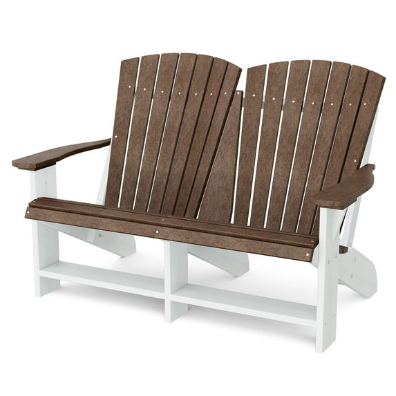 Wildridge Heritage Double Adirondack, Tudor Brown and White - All-Weather Recycled Plastic Furniture for Patio, Deck, Lawn