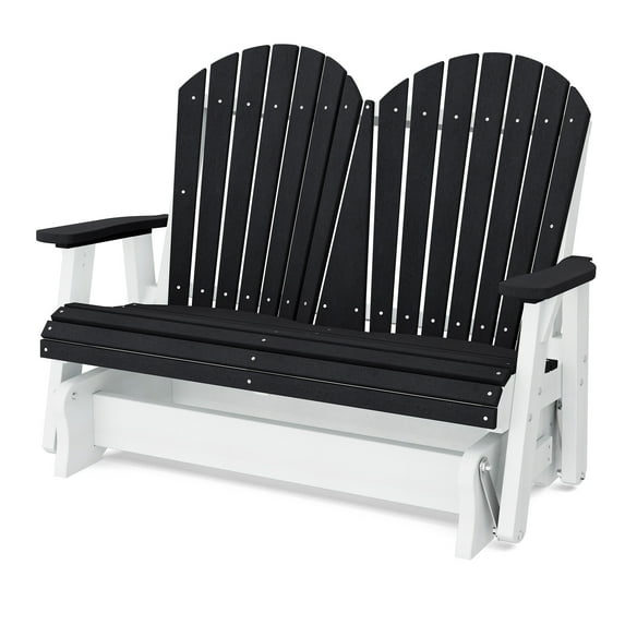 Wildridge Heritage Double Glider, Black and White, Outdoor Weather Resistant Poly Patio Furniture