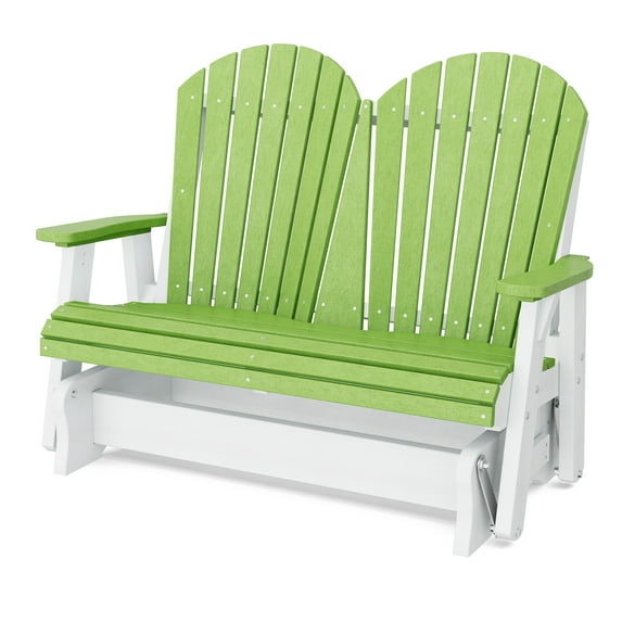 Wildridge Heritage Double Glider, Lime Green and White, Outdoor Weather Resistant Poly Patio Furniture