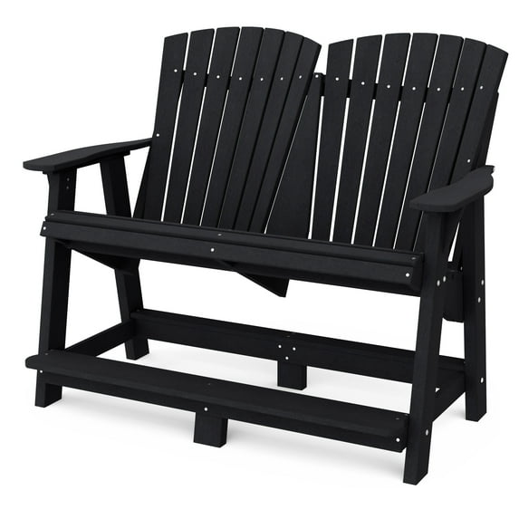 Wildridge Heritage Double High Adirondack, Black - All-Weather Recycled Plastic Furniture for Patio, Deck, Lawn