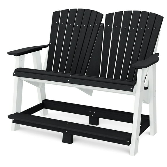 Wildridge Heritage Double High Adirondack, Black and White - All-Weather Recycled Plastic Furniture for Patio, Deck, Lawn